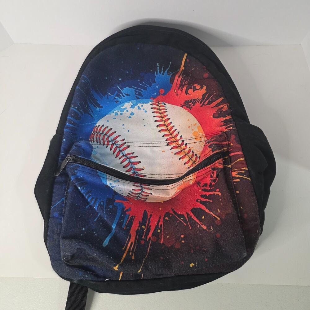 ForU Baseball Backpack Kids Boys Red Blue Splatter School Bookbag Sports Graphic